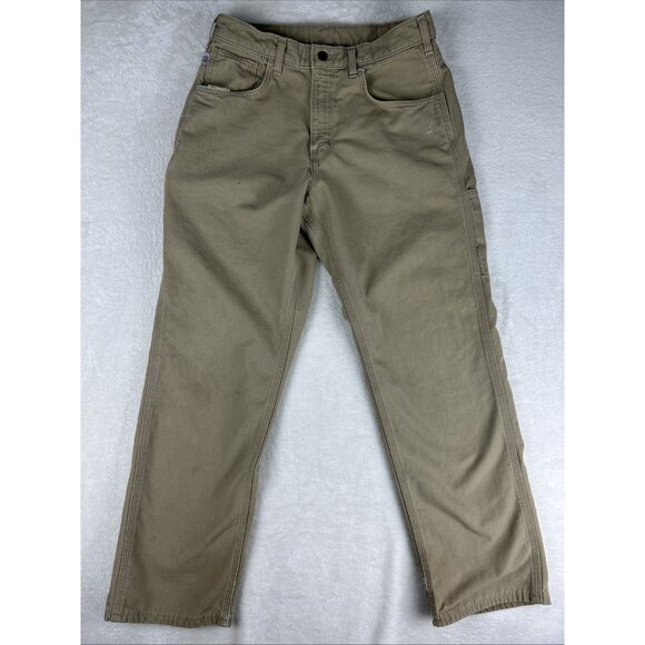 Carhartt Pants FR 32 X 32 Beige Carpenter NFPA 2112 Tan Loose Fit Workwear Stain - Picture 1 of 14